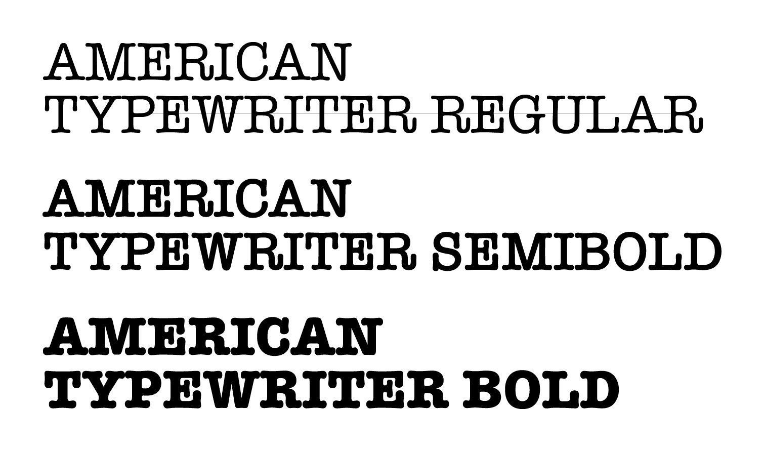 American Typewriter specimen in Regular, Semibold and Bold