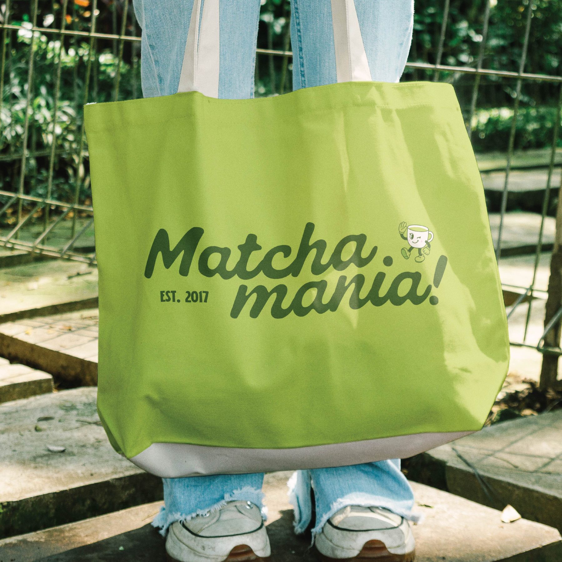 Matcha Mania tote bag in matcha green