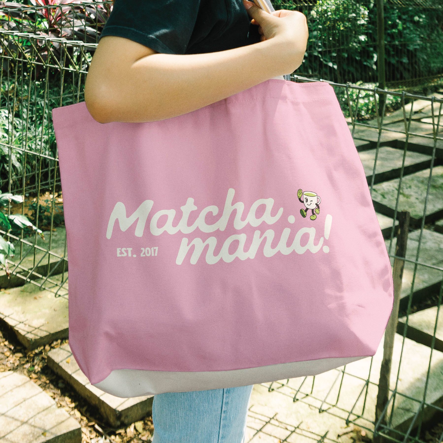 Matcha Mania tote bag in blush pink